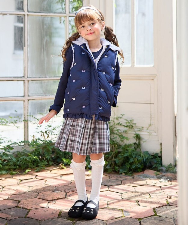 ANY KIDS 中綿リバーシブルベスト ネイビー