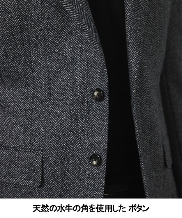GOTAIRIKU 新色追加【一部ストレッチ】カシミヤブレンド 定番ツイードジャケット(25年モデル) グレー×ヘリンボーン