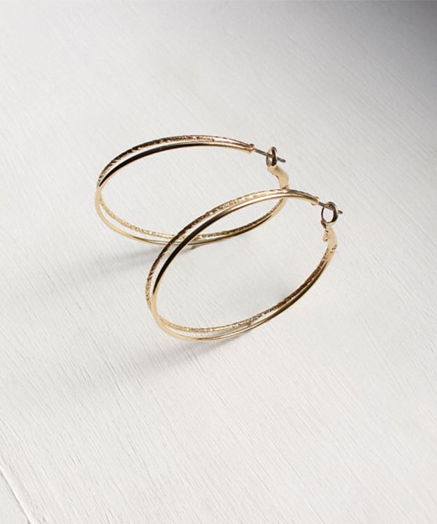 Phoebe ダブルラインフープピアス ゴールド