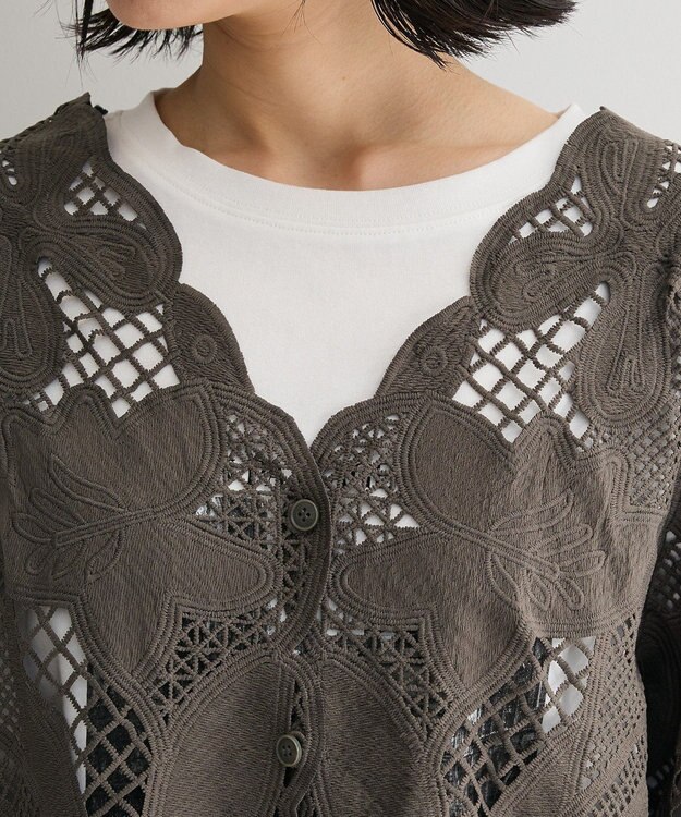 Green Parks レースカーディガン Gray