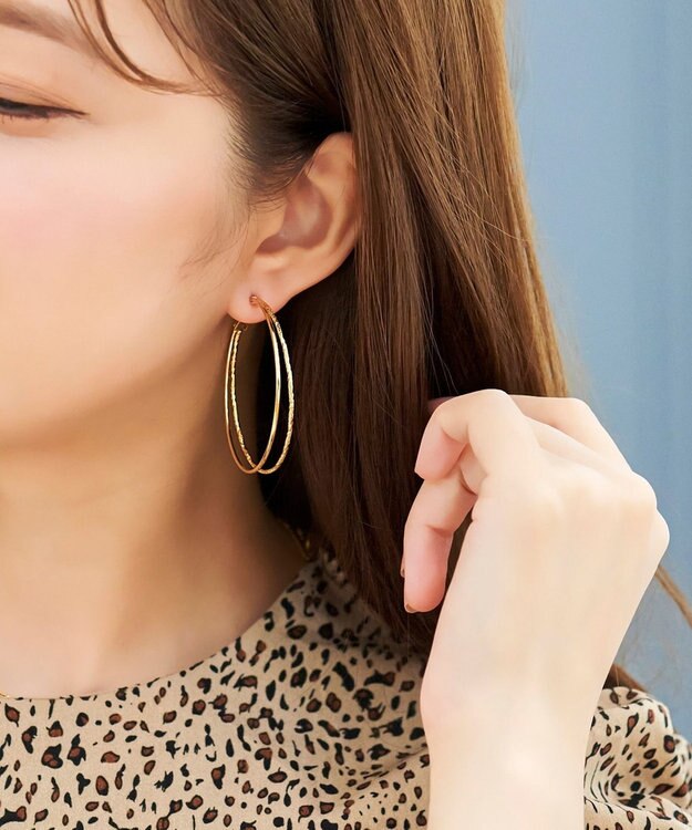 Phoebe ダブルラインフープピアス ゴールド