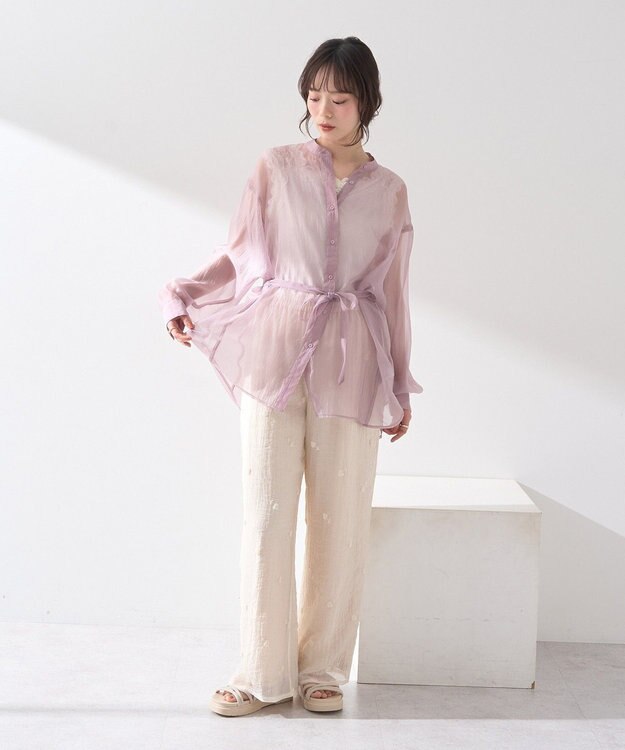 earth music&ecology ラメテレコショルダーレースタンクトップ Ivory