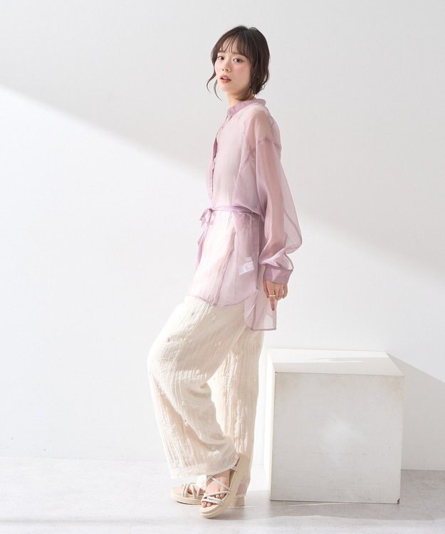 earth music&ecology ラメテレコショルダーレースタンクトップ Ivory