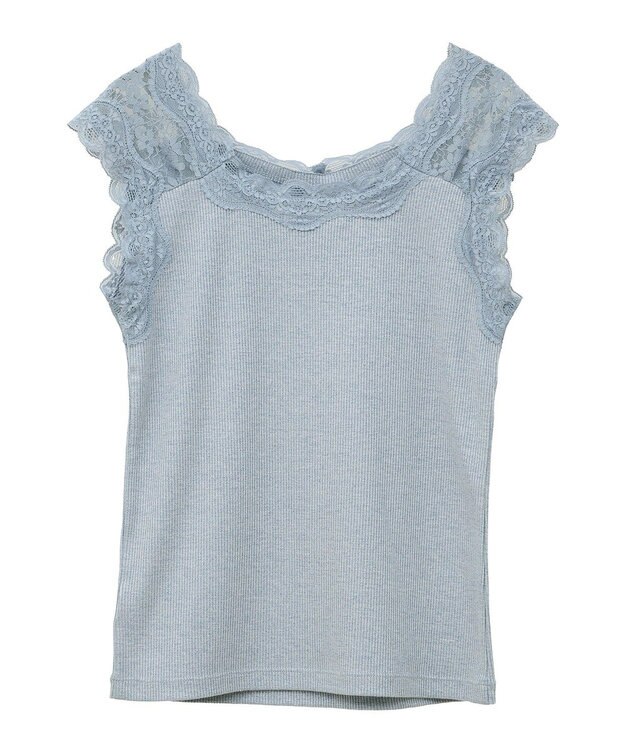 earth music&ecology ラメテレコショルダーレースタンクトップ Sax