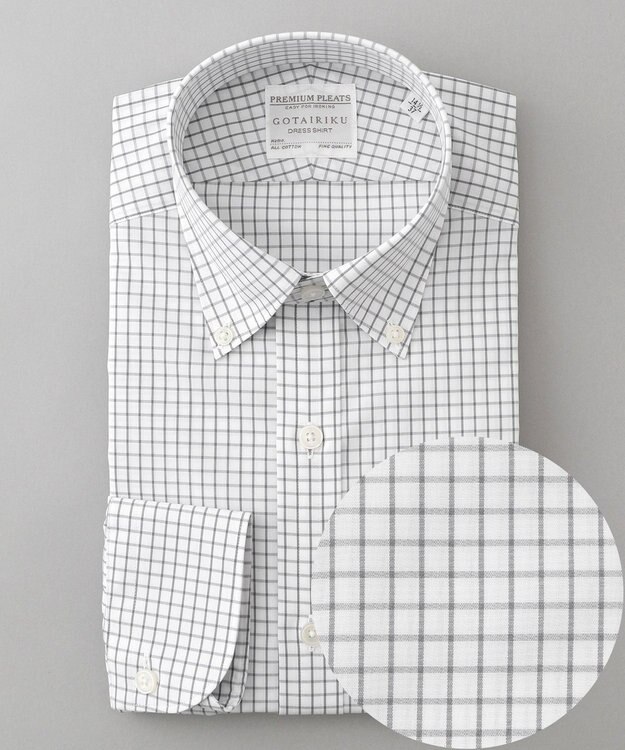 GOTAIRIKU 【形態安定】PREMIUMPLEATS_ボタンダウンカラー 通年ドレスシャツ ライトグレー系4