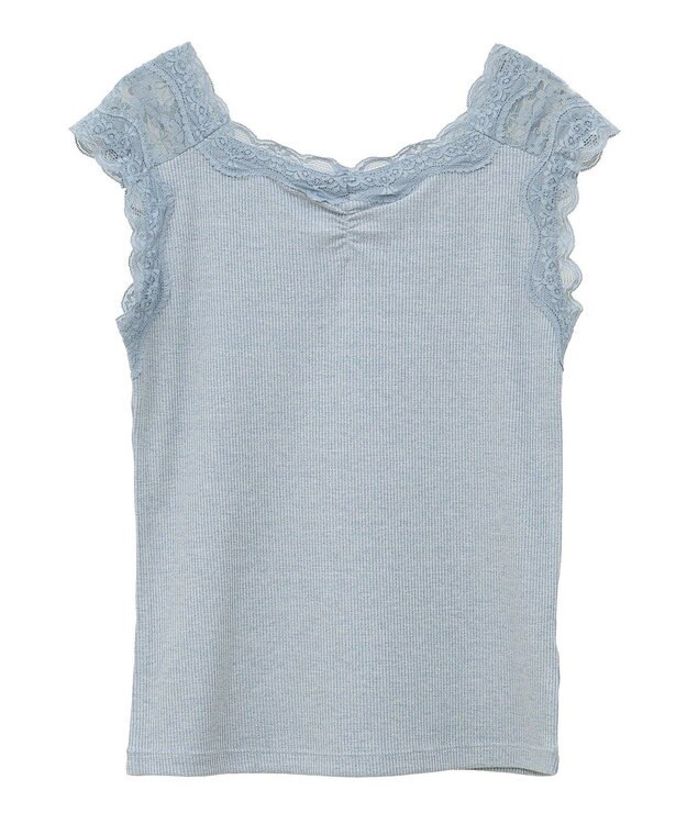 earth music&ecology ラメテレコショルダーレースタンクトップ Sax