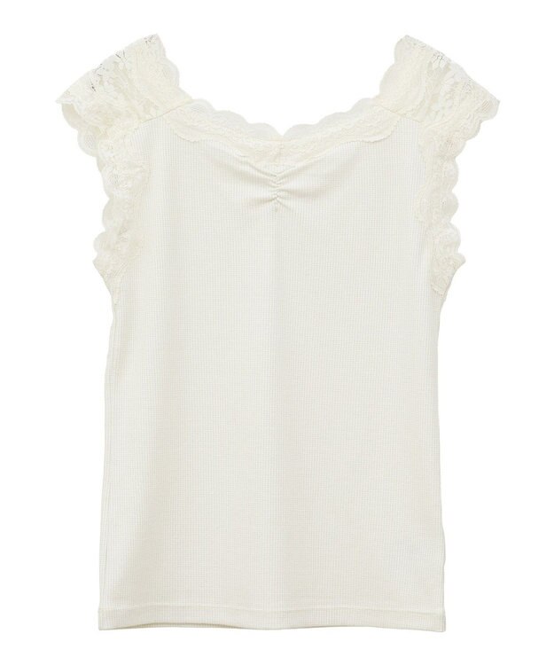 earth music&ecology ラメテレコショルダーレースタンクトップ Ivory