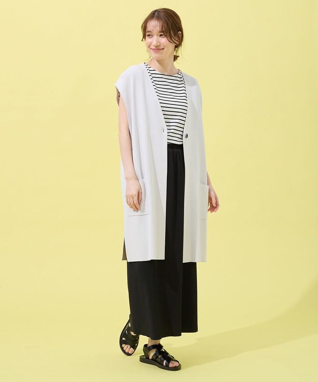 ANY ロングニットジレ オイスター