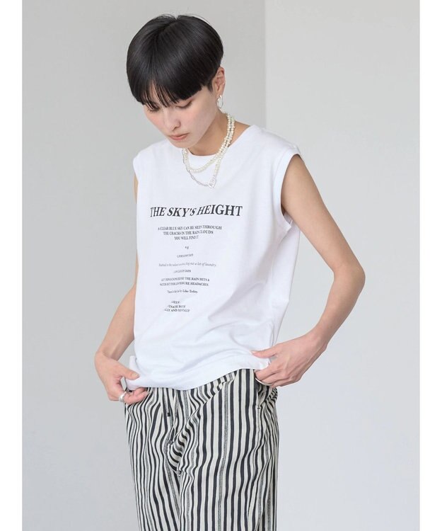 AMERICAN HOLIC 前後ロゴノースリーブカットプルオーバー Off White