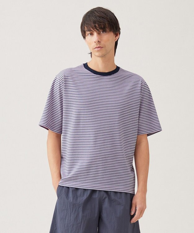 UNFILO MENS 【OCEANS 雑誌・web 掲載】スマート ストレッチ TEE【男女兼用/ギフトにもおすすめ】 ピンクボーダー