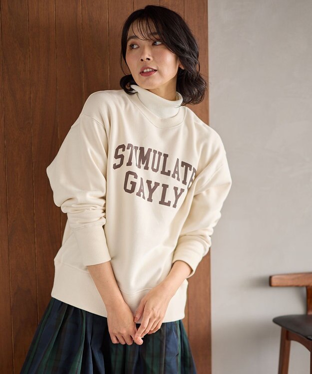 ANY 【洗濯機可】裏起毛スウェットロゴプルオーバー エクリュ