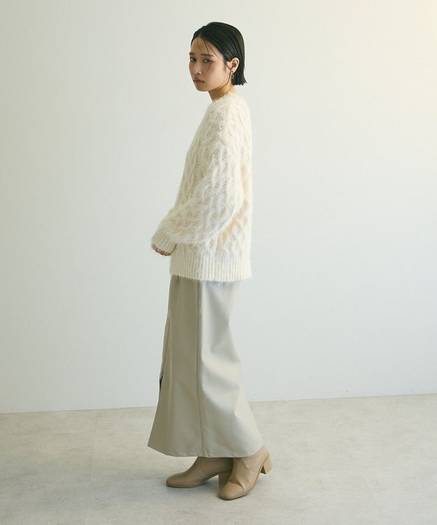 Green Parks armonia．シャギーケーブルニット Ivory