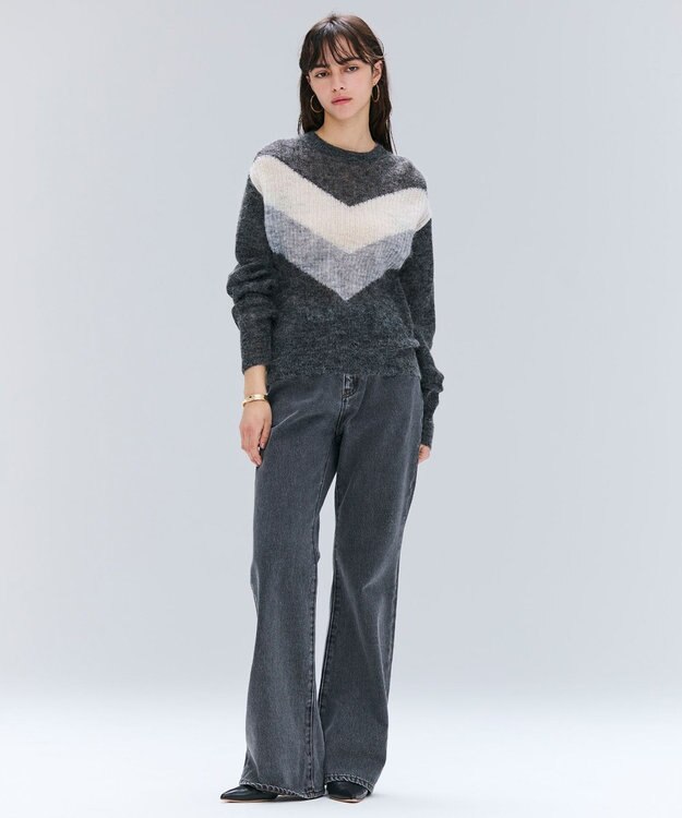 BEIGE， MARS / キッドモヘアインターシャニット Gray × Charcoal