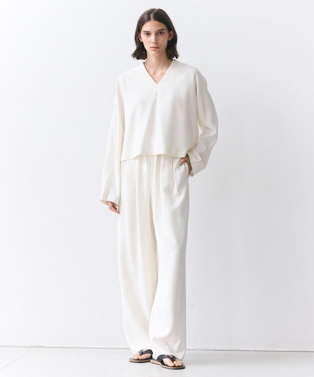 BEIGE， RUE / ドライタッチイージーセミワイドパンツ Ecru