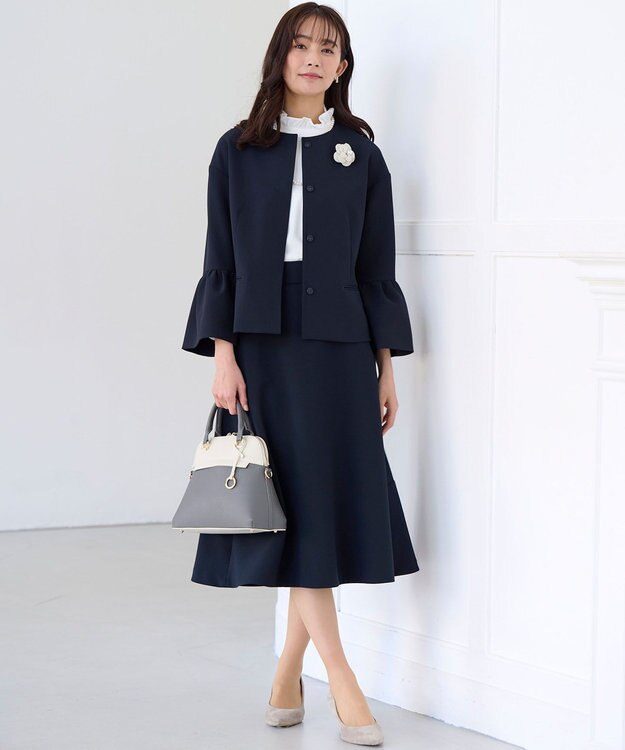 組曲 【KUMIKYOKU NAVY】コンフォータブルドレープ フレアスカート ネイビー系