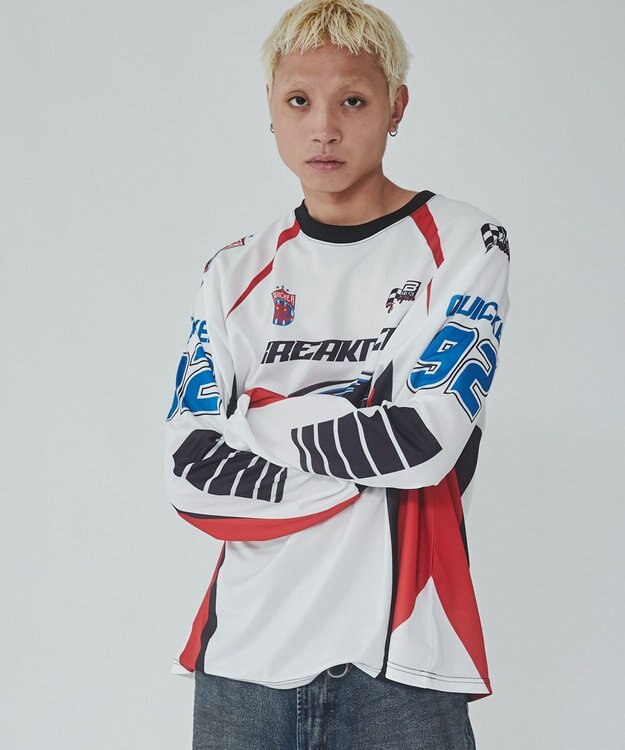 WEGO レーシングロゴメッシュT（LS） ホワイト