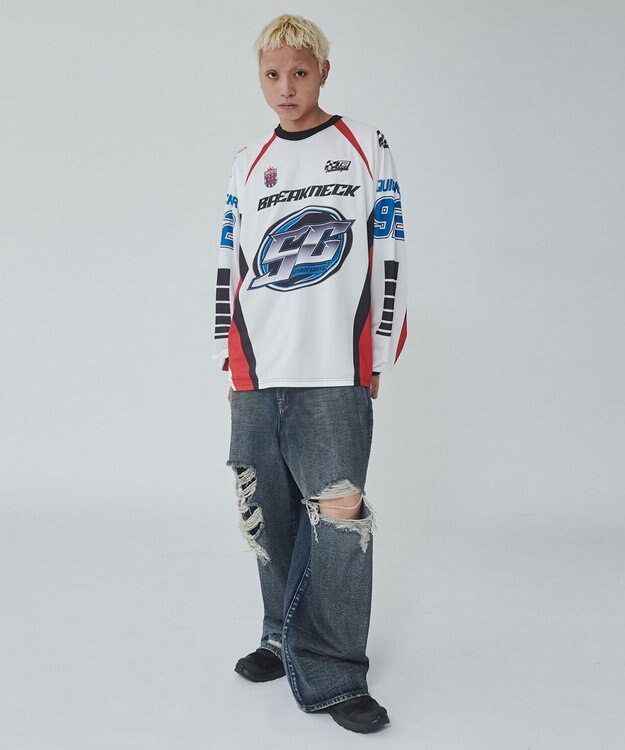 WEGO レーシングロゴメッシュT（LS） ホワイト