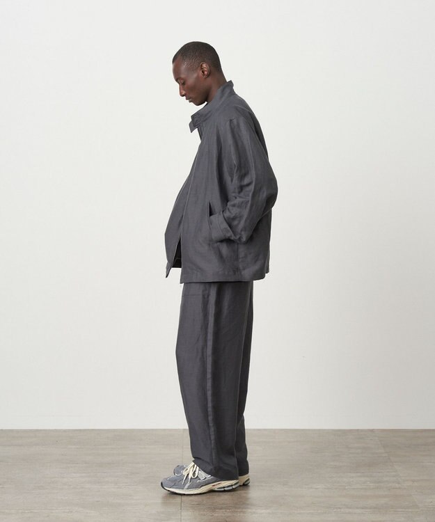 ATON COTTON HEMP SATIN | ベイカーパンツ - UNISEX CHARCOAL GRAY