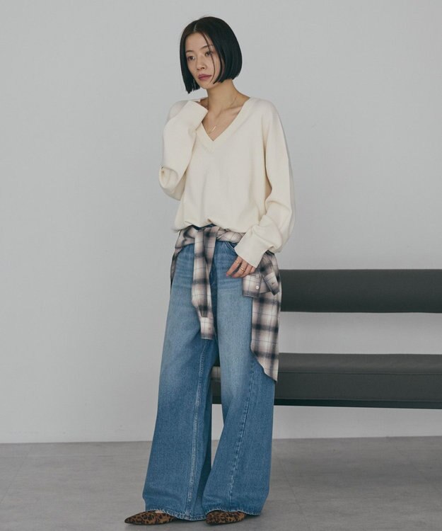 AMERICAN HOLIC バイパチVネックニットプルオーバー Ivory