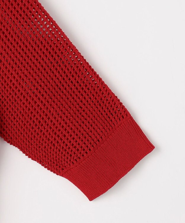 組曲 L 【先行予約・前後着用可】メッシュニット 七分袖カーディガン チェリー系