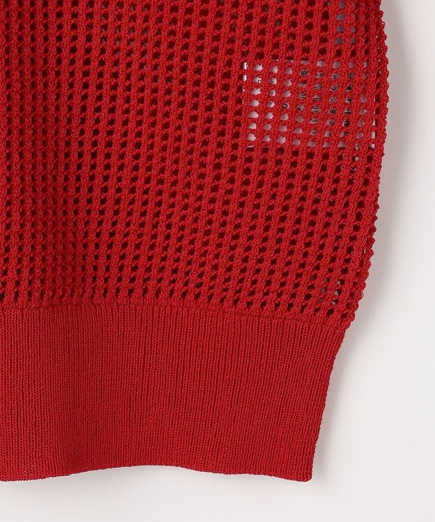 組曲 L 【先行予約・前後着用可】メッシュニット 七分袖カーディガン チェリー系