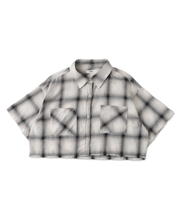 WEGO 【手洗い可/綿100％】オンブレチェックショートシャツ ホワイトチェック1