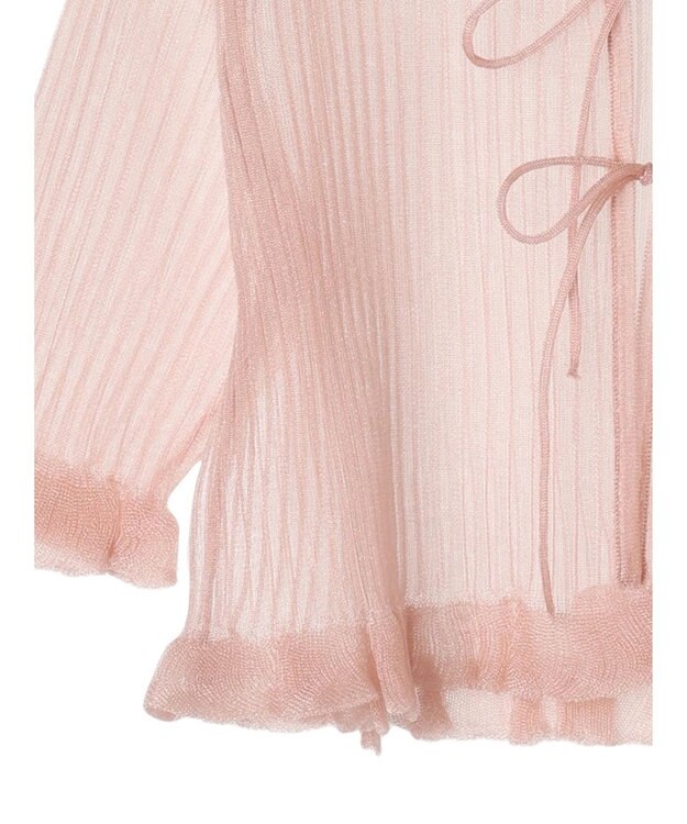 earth music&ecology シアーラメフリルカーディガン Pink