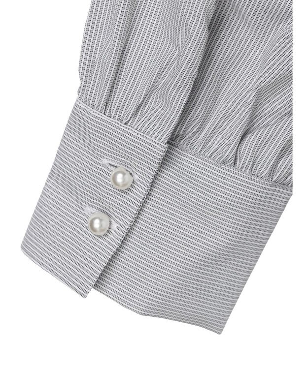 Green Parks パール釦ストライプシャツ Stripe Black