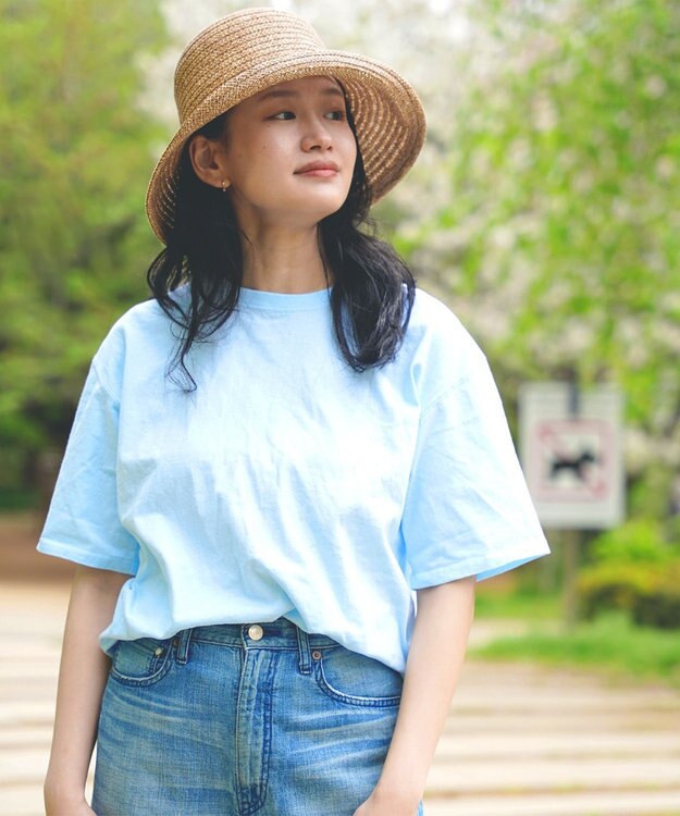 caqu caqu x GoodOn roundneck S/Stee  シンプルゆったりフィットの半袖Tシャツ R.saxe