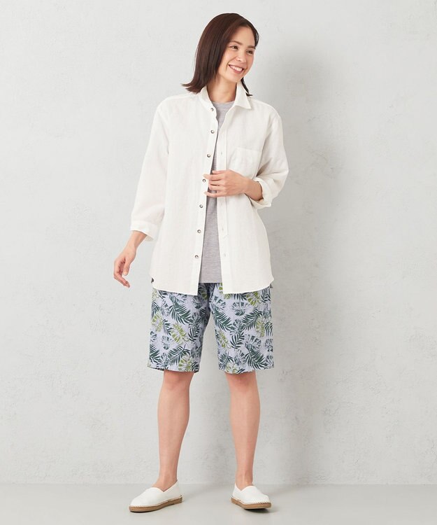 JOSEPH ABBOUD MOUNTAIN 【SPACE／UNISEX】リーフプリント イージーショートパンツ カーキ系5