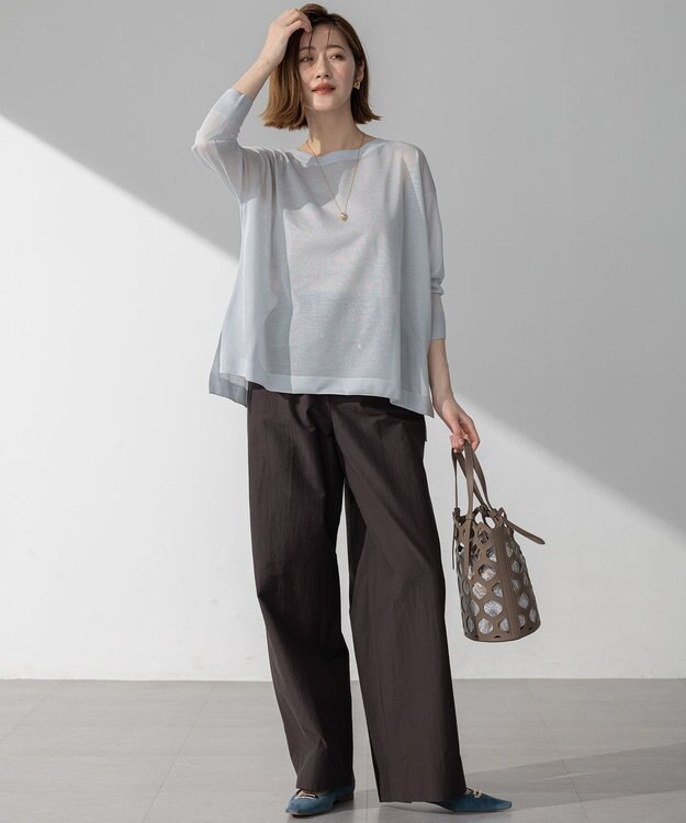 23区 L MANTECO ブライトワッシャー ワイド パンツ ダークブラウン系