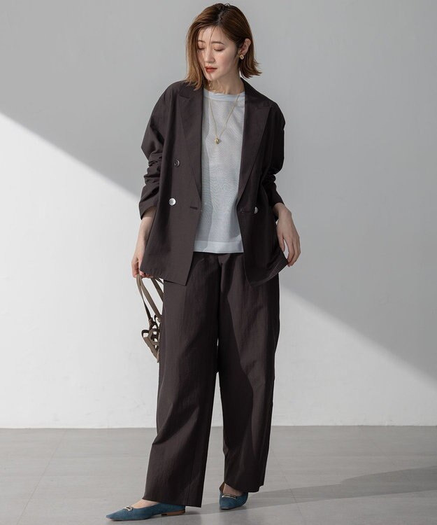 23区 L MANTECO ブライトワッシャー ワイド パンツ ダークブラウン系