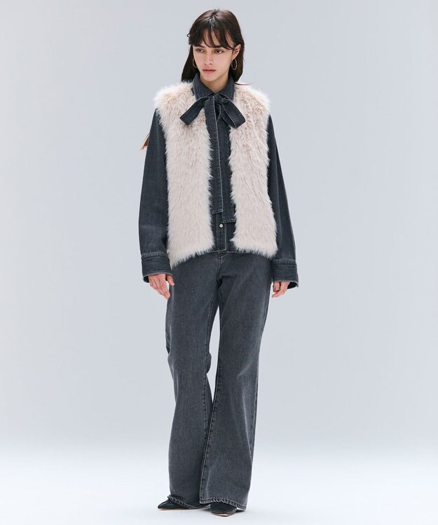 BEIGE， 【洗える・Oggi 11月号掲載】NAVIGLIO / フレアシルエットデニムパンツ Slate