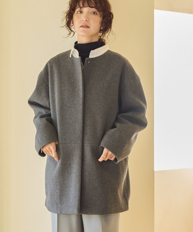 カタログ掲載 45R ☆フロートヘリンボンコート ノーカラーコート 45rpm