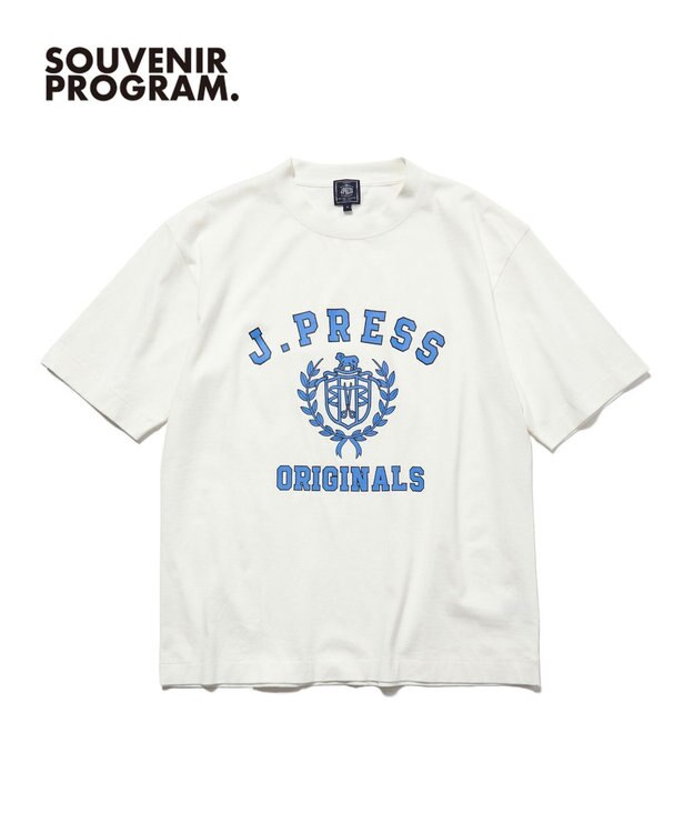 J.PRESS MEN 【J.PRESS ORIGINALS】【UNISEX】Cotton Jersey CRST Logo T-shirt ホワイト系