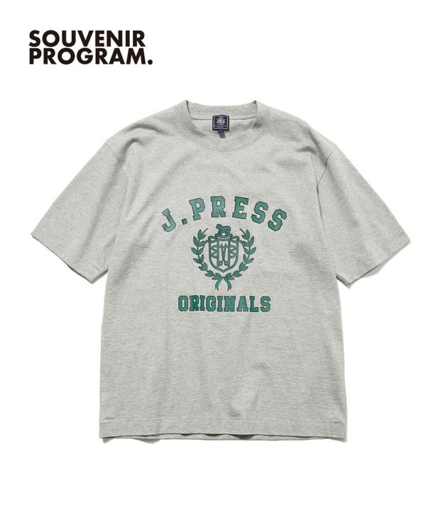 J.PRESS MEN 【J.PRESS ORIGINALS】【UNISEX】Cotton Jersey CRST Logo T-shirt ライトグレー系