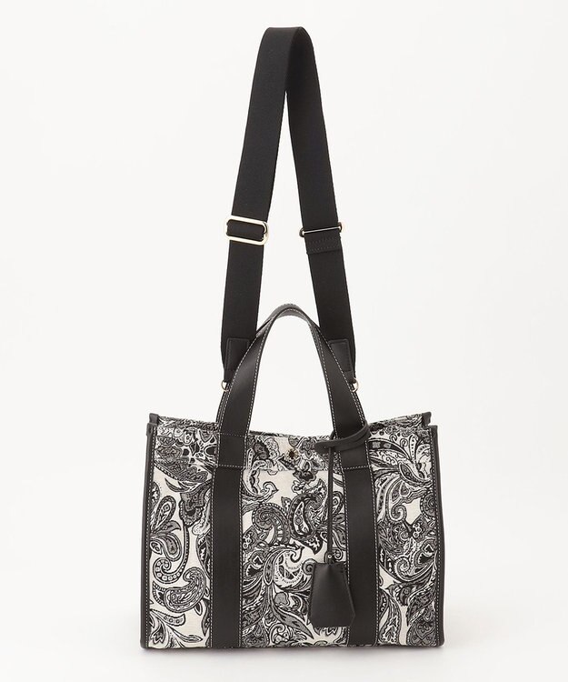 23区 ジャカードトート バッグ ブラック系