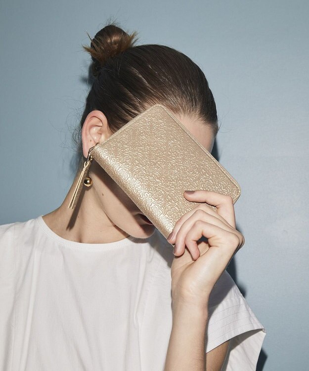 TOPKAPI 【TREASURE TOPKAPI】オリジナル エンボスレザー ラウンド パスポート ケース / 財布 ブロンズ