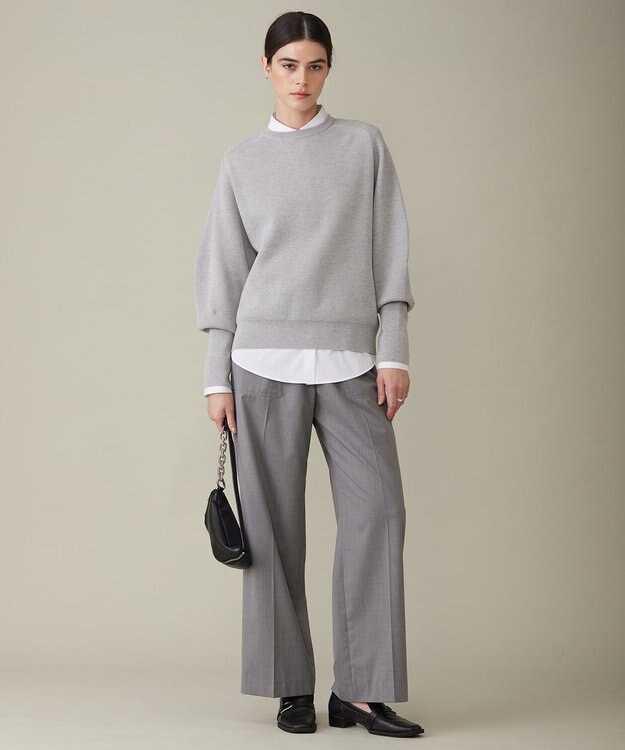 ICB 【洗える】 ウールポリエステルハイゲージ ニット ライトグレー系