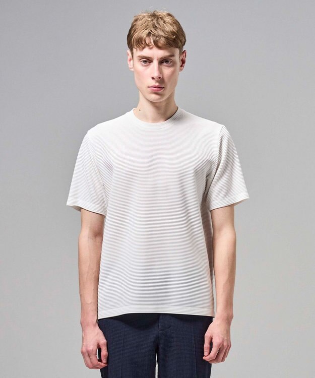 JOSEPH HOMME タックリップルジャージー　クルーネックTシャツ ホワイト系
