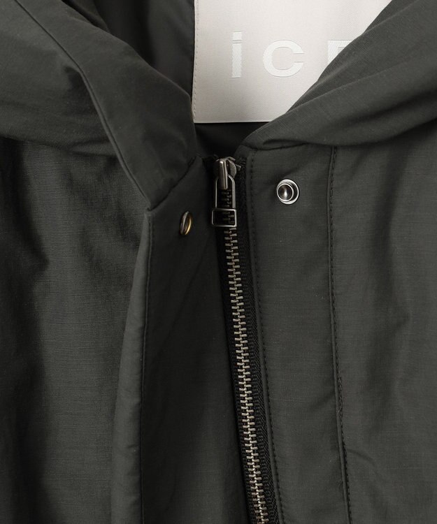 ICB 【WEB限定カラーあり・撥水加工】ADSダウン フーデットミドル丈コート チャコールグレー系