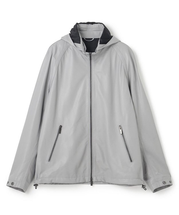 JOSEPH HOMME ライトラムナッパレザー　フードブルゾン ライトグレー系