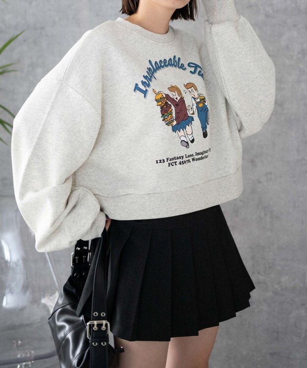 WEGO イラストプルオーバースウェット ライトグレー