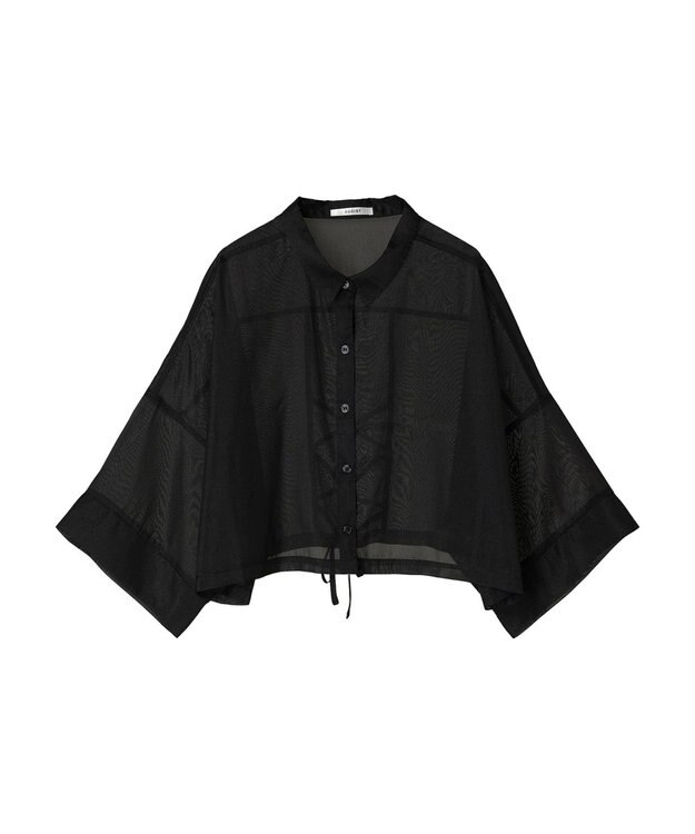 Green Parks ＥＧＯＩＳＴ　５分袖短丈シアーシャツ Black