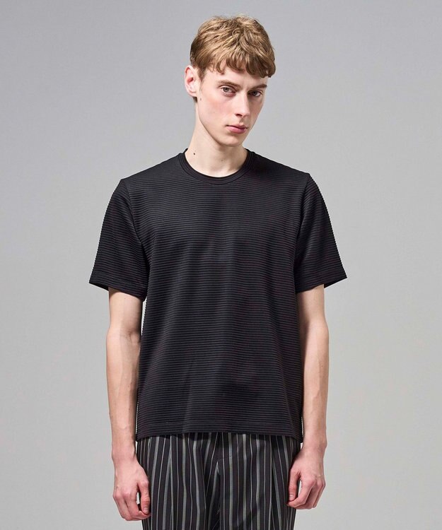 JOSEPH HOMME タックリップルジャージー　クルーネックTシャツ ブラック系
