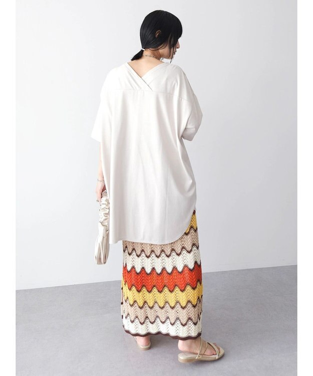 Green Parks 接触冷感バックカシュクールチュニック Light Beige