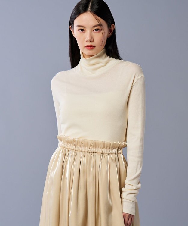 uncrave アルビニスタシフォンテレコ ハイネックカットソー（uncrave STANDARD） エクリュ