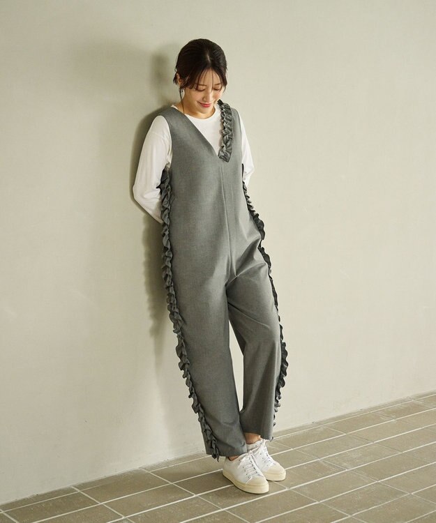 #Newans 【洗濯機可能/ストレッチ】ホイップクリームオールインワン グレー