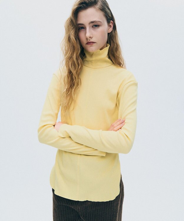 uncrave ヴィンテージリブ ハイネックトップス クリームイエロー(WEB限定カラー）