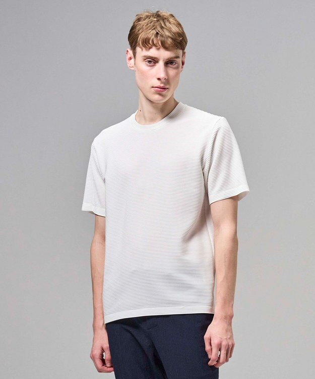 JOSEPH HOMME タックリップルジャージー　クルーネックTシャツ ホワイト系